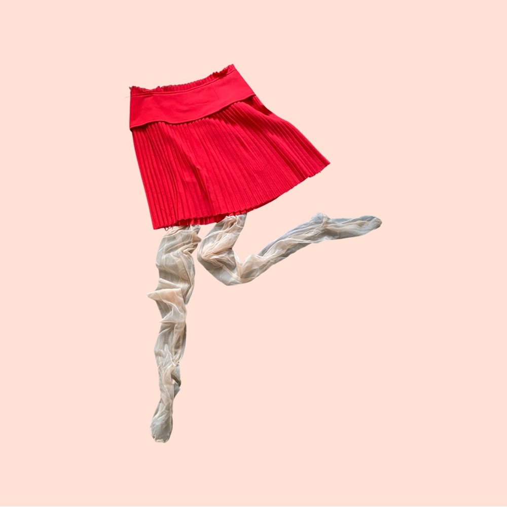 Veronique Branquinho vermillion crepe pleat skirt sz 38